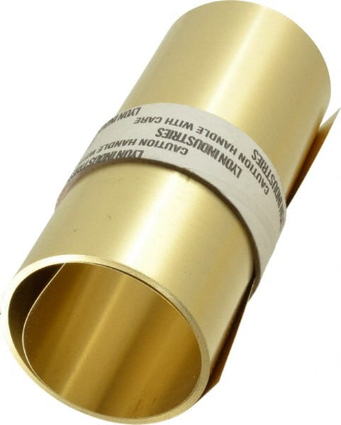 Made in USA - 100 Inch Long x 6 Inch Wide x 0.008 Inch Thick, Roll Shim Stock - Brass - Exact Tooling