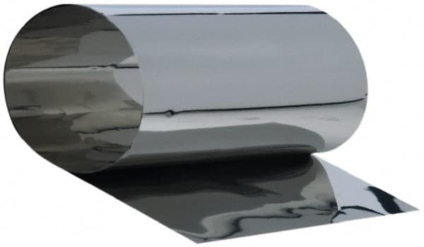 Made in USA - 1.25 m Long x 150 mm Wide x 0.1 mm Thick, Roll Shim Stock - Stainless Steel - Exact Tooling