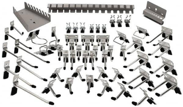 Kennedy - Tool Holder Sets For Square Hole Pegboard - Steel, 60 Piece Set - Exact Tooling