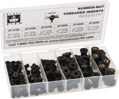 RivetKing 115 Piece #8-32 to 1/4-20 Thread Neoprene Well Nut Assortment 5/16 to 1/2" Body Diam, Includes #10-32 x 3/8, #8-32 x 5/16 & 1/4-20 x 1/2 - Exact Tooling