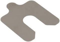 Made in USA - 20 Piece, 2 Inch Long x 2 Inch Wide x 0.005 Inch Thick, Slotted Shim Stock - Stainless Steel, 5/8 Inch Wide Slot - Exact Tooling