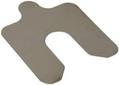 Made in USA - 20 Piece, 2 Inch Long x 2 Inch Wide x 0.01 Inch Thick, Slotted Shim Stock - Stainless Steel, 5/8 Inch Wide Slot - Exact Tooling