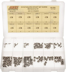 Value Collection - 200 Piece, #6-32 to 3/8-24, Stainless Steel Set Screw Assortment - Socket Cap Head, Hex Socket Drive, 3/16 to 3/8" Long, Grade 18-8 - Exact Tooling