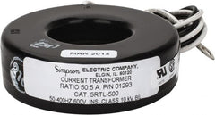 Simpson Electric - 2 VA Burden, 50 Amp AC Input, 5 Amp AC Output, 50 to 400 Hz, Panel Meter Donut Current Transformer - Screw Terminal, For Use with AC Ammeter - Exact Tooling