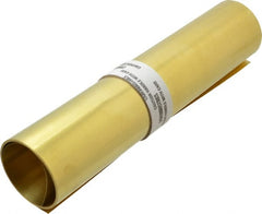 Made in USA - 10 Ft. Long x 12 Inch Wide x 0.006 Inch Thick, Roll Shim Stock - Brass - Exact Tooling