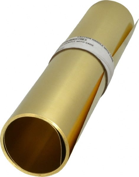 Made in USA - 10 Ft. Long x 12 Inch Wide x 0.008 Inch Thick, Roll Shim Stock - Brass - Exact Tooling
