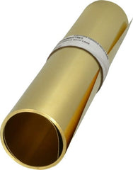 Made in USA - 10 Ft. Long x 12 Inch Wide x 0.008 Inch Thick, Roll Shim Stock - Brass - Exact Tooling