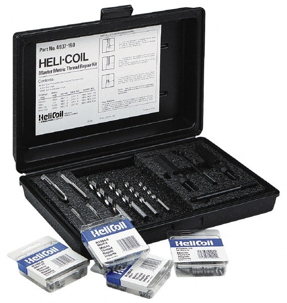Heli-Coil - 48 Inserts, M5x0.80 - M10x1.50 Internal Thread, M10x1.50, M5x0.80, M6x1.00, M8x1.25 Metric Coarse, Thread Repair Kit - Includes Drill, Installation Tool and Tap - Exact Tooling