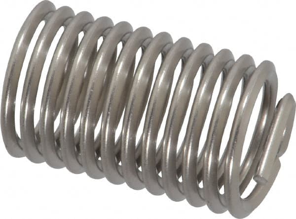 Heli-Coil - 5/8-11 UNC, 1-1/4" OAL, Free Running Helical Insert - 11-3/4 Free Coils, Tanged, 304 Stainless Steel, Bright Finish, 2D Insert Length - Exact Tooling