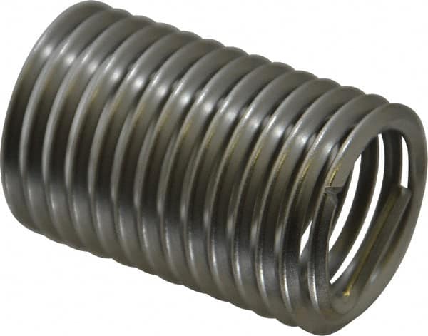 Heli-Coil - 7/8-9 UNC, 1-3/4" OAL, Free Running Helical Insert - 13-3/4 Free Coils, Tanged, 304 Stainless Steel, Bright Finish, 2D Insert Length - Exact Tooling