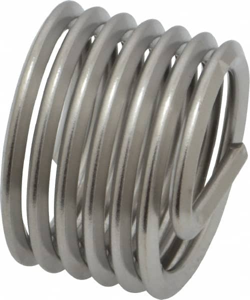Heli-Coil - 1-8 UNC, 1" OAL, Free Running Helical Insert - 6-3/8 Free Coils, Tanged, 304 Stainless Steel, Bright Finish, 1D Insert Length - Exact Tooling