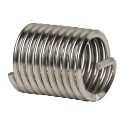 Heli-Coil - 1-8 UNC, 1-1/2" OAL, Free Running Helical Insert - 10-1/8 Free Coils, Tanged, 304 Stainless Steel, Bright Finish, 1-1/2D Insert Length - Exact Tooling