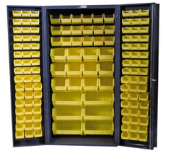 Durham - 132 Bin Storage Cabinet - Steel, 36" Wide x 24" Deep x 72" High, Gray - Exact Tooling
