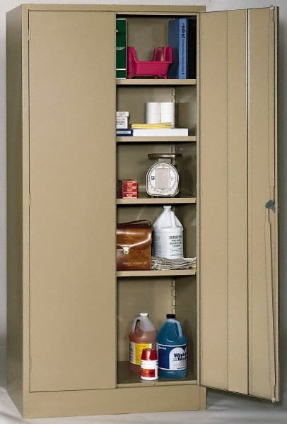 Edsal - 4 Shelf Combination Storage Cabinet - Steel, 36" Wide x 24" Deep x 72" High, Tan - Exact Tooling