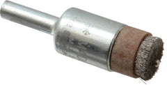 Anderson - 1/2" Brush Diam, Crimped, End Brush - 1/4" Diam Shank, 3/32" Pilot Diam, 20,000 Max RPM - Exact Tooling