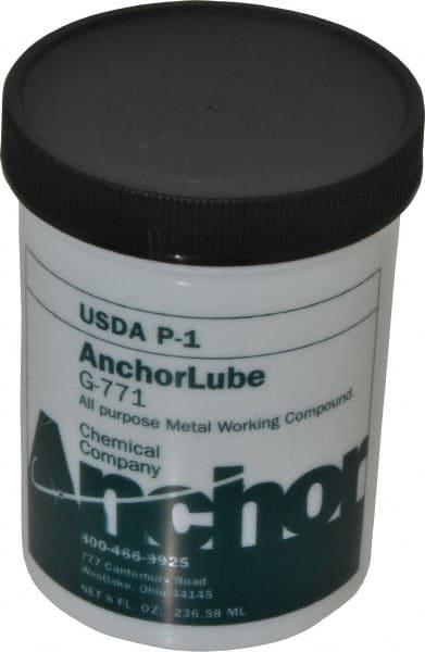 Made in USA - Anchorlube G-771, 1/2 Pt Jar Cutting Fluid - Water Soluble, For Broaching, Counterboring, Drawing, Drilling, Engraving, Fly-Cutting, Hole Extruding, Milling, Piercing, Punching, Sawing, Seat Forming, Spot Facing, Tapping - Exact Tooling