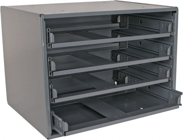 Durham - 4 Drawer, Small Parts Slide Rack Cabinet - 11-3/4" Deep x 15-1/4" Wide x 11-1/4" High - Exact Tooling