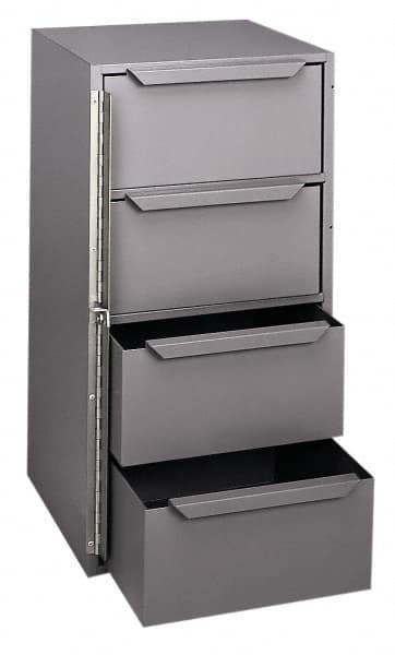 Durham - 4 Drawer, 8 Compartment, Small Parts Lockable Storage Cabinet - 12-1/8" Deep x 12-5/8" Wide x 24-1/2" High - Exact Tooling