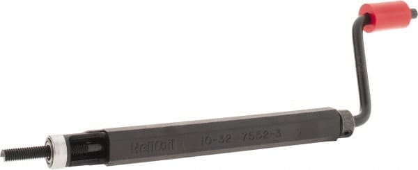 Heli-Coil - #10-32, Free-Running & Locking Insert Compatible, Prewinder Thread Insert Hand Installation Tool - Type II Prewinder, UNF Thread, 15/32" Body Diam, 4-5/8" Prewinder Length, 2-9/32" Spinner Diam, #10-32 Insert Internal Thread - Exact Tooling