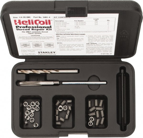 Heli-Coil - 36 Inserts, 1/4-20 UNC, Thread Repair Kit - 0.375" Insert Length - Exact Tooling