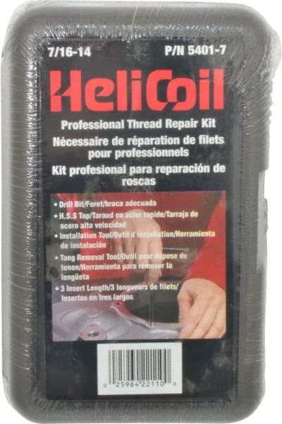 Heli-Coil - 18 Inserts, 7/16-14 UNC, Thread Repair Kit - 0.656" Insert Length - Exact Tooling