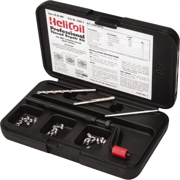 Heli-Coil - 36 Inserts, #8-36 UNF, Thread Repair Kit - 0.246" Insert Length - Exact Tooling