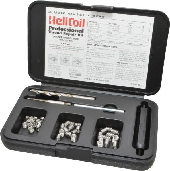 Heli-Coil - 36 Inserts, 1/4-28 UNF, Thread Repair Kit - 0.375" Insert Length - Exact Tooling