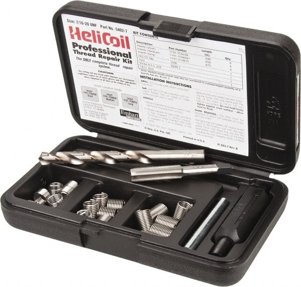 Heli-Coil - 18 Inserts, 7/16-20 UNF, Thread Repair Kit - 0.656" Insert Length - Exact Tooling