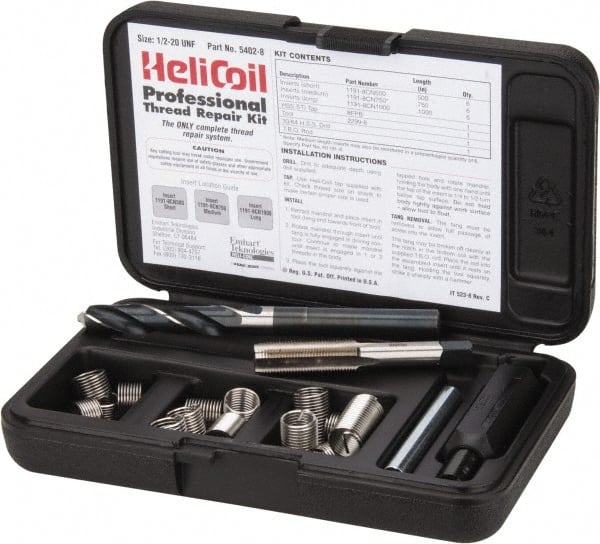 Heli-Coil - 18 Inserts, 1/2-20 UNF, Thread Repair Kit - 0.75" Insert Length - Exact Tooling