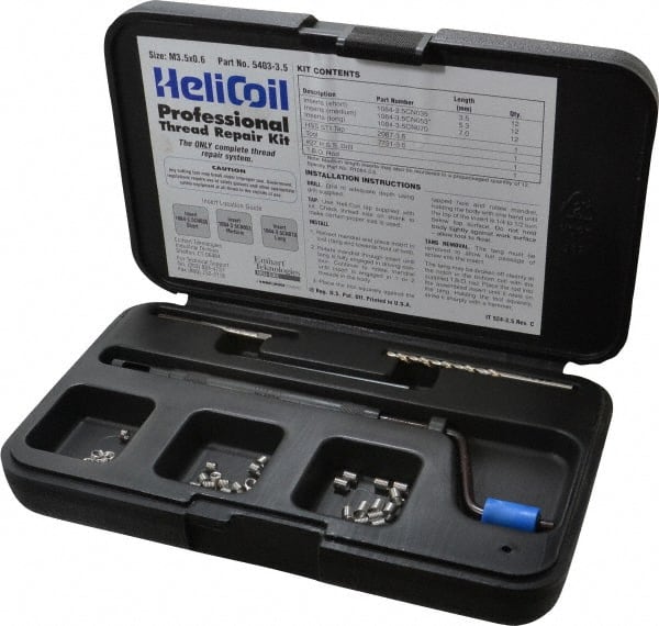 Heli-Coil - 36 Inserts, M3.5x0.60 Metric Coarse, Thread Repair Kit - 5.3mm Insert Length - Exact Tooling