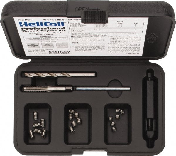 Heli-Coil - 18 Inserts, M6x1.00 Metric Coarse, Thread Repair Kit - 9mm Insert Length - Exact Tooling