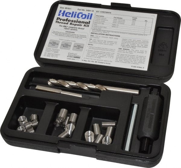 Heli-Coil - 18 Inserts, M10x1.00 Metric Fine, Thread Repair Kit - 15mm Insert Length - Exact Tooling