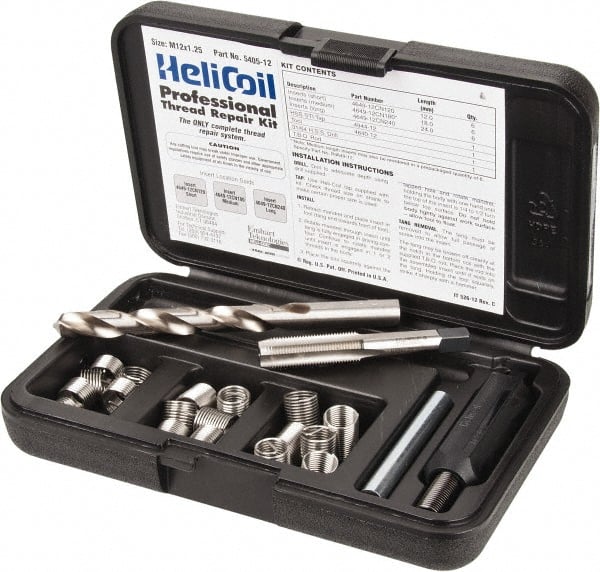 Heli-Coil - 18 Inserts, M12x1.25 Metric Fine, Thread Repair Kit - 18mm Insert Length - Exact Tooling