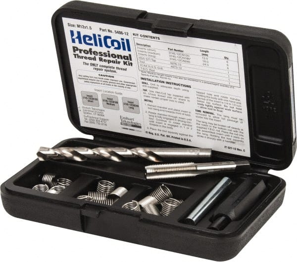 Heli-Coil - 18 Inserts, M12x1.50 Metric Fine, Thread Repair Kit - 18mm Insert Length - Exact Tooling