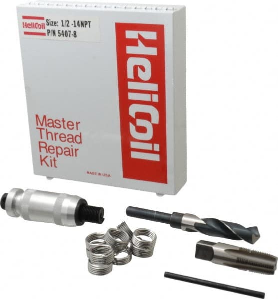 Heli-Coil - 10 Inserts, 1/2-14, Thread Repair Kit - Includes Drill, Installation Tool and Tap - Exact Tooling