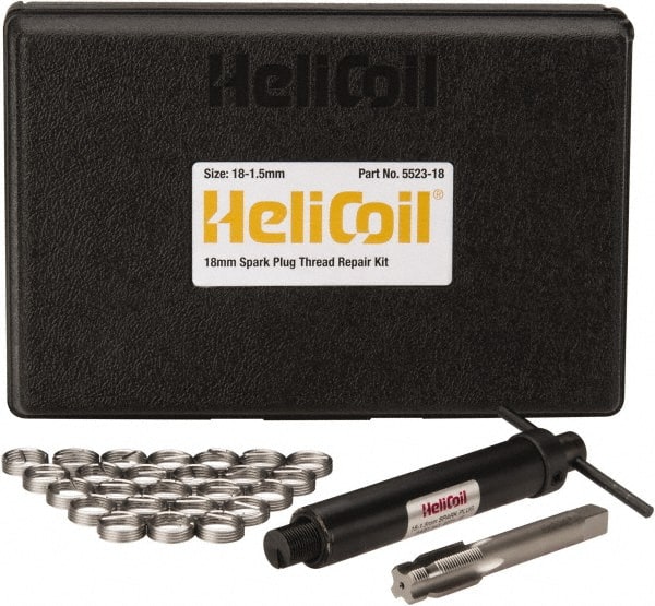 Heli-Coil - 24 Inserts, M18x1.50 Metric Fine, Thread Repair Kit - Includes Drill, Installation Tool and Tap - Exact Tooling