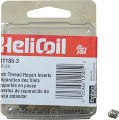 Heli-Coil - #10-24 UNC, 0.285" OAL, Free Running Helical Insert - 5 Free Coils, Tanged, Stainless Steel, Bright Finish, 1-1/2D Insert Length - Exact Tooling