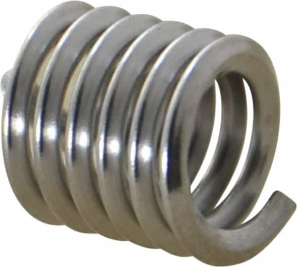 Heli-Coil - 1/4-20 UNC, 3/8" OAL, Free Running Helical Insert - 5-3/4 Free Coils, Tanged, Stainless Steel, Bright Finish, 1-1/2D Insert Length - Exact Tooling