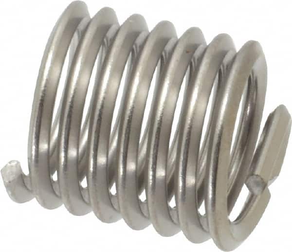 Heli-Coil - 3/8-16 UNC, 0.562" OAL, Free Running Helical Insert - 7-1/4 Free Coils, Tanged, Stainless Steel, Bright Finish, 1-1/2D Insert Length - Exact Tooling