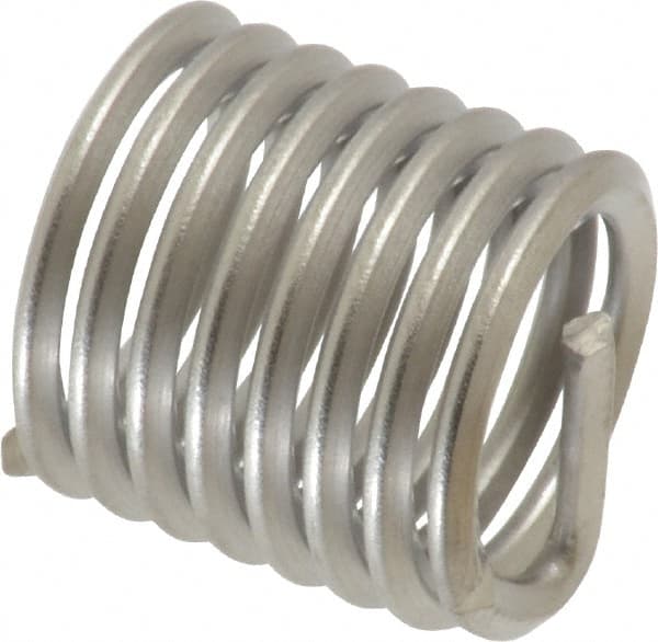 Heli-Coil - 1/2-13 UNC, 3/4" OAL, Free Running Helical Insert - 7-7/8 Free Coils, Tanged, Stainless Steel, Bright Finish, 1-1/2D Insert Length - Exact Tooling