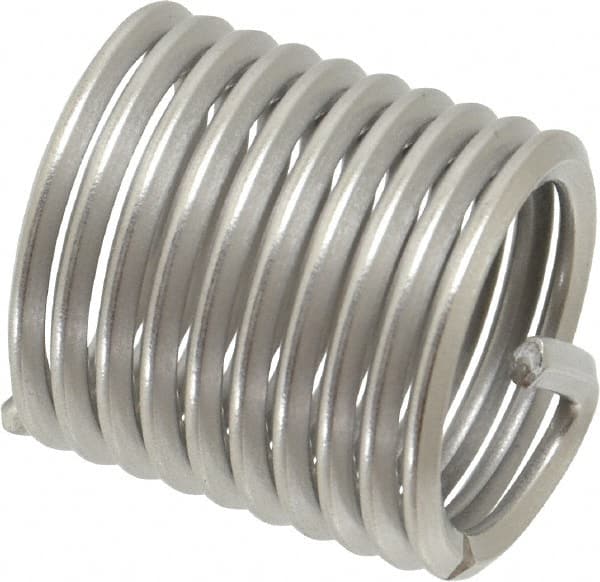 Heli-Coil - 7/8-9 UNC, 1.312" OAL, Free Running Helical Insert - 10 Free Coils, Tanged, Stainless Steel, Bright Finish, 1-1/2D Insert Length - Exact Tooling