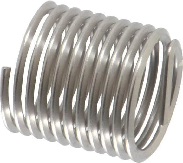 Heli-Coil - 7/16-20 UNF, 0.656" OAL, Free Running Helical Insert - 10-5/8 Free Coils, Tanged, Stainless Steel, Bright Finish, 1-1/2D Insert Length - Exact Tooling