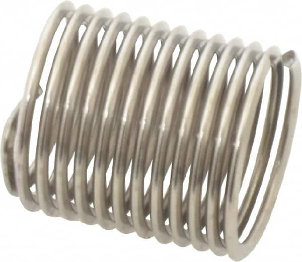 Heli-Coil - 9/16-18 UNF, 0.844" OAL, Free Running Helical Insert - 12-1/2 Free Coils, Tanged, Stainless Steel, Bright Finish, 1-1/2D Insert Length - Exact Tooling