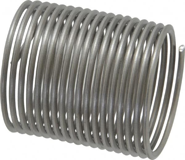 Heli-Coil - 1-14 UNS, 1-1/2" OAL, Free Running Helical Insert - 17-7/8 Free Coils, Tanged, Stainless Steel, Bright Finish, 1-1/2D Insert Length - Exact Tooling