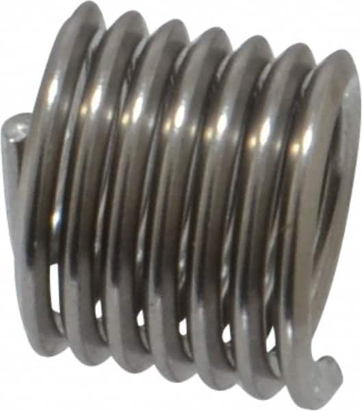 Heli-Coil - M6x1.00 Metric Coarse, 9mm OAL, Free Running Helical Insert - 6-3/4 Free Coils, Tanged, Stainless Steel, Bright Finish, 1-1/2D Insert Length - Exact Tooling