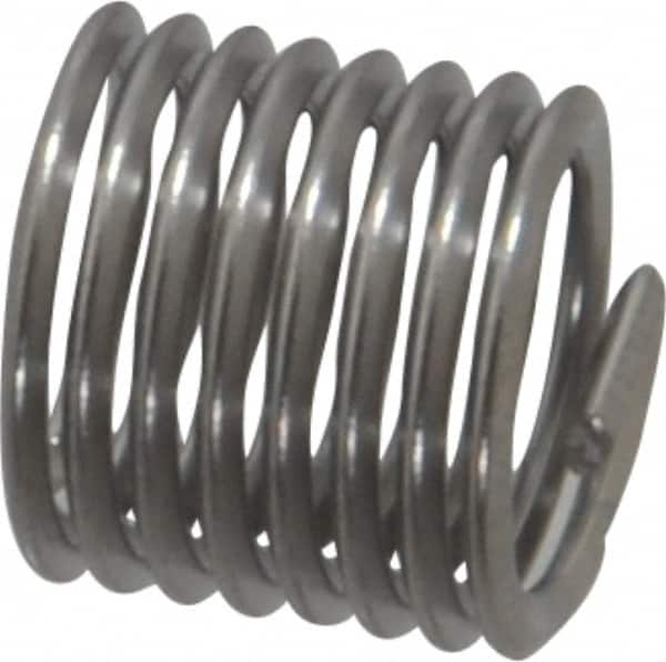 Heli-Coil - M7x1.00 Metric Coarse, 10.5mm OAL, Free Running Helical Insert - 8 Free Coils, Tanged, Stainless Steel, Bright Finish, 1-1/2D Insert Length - Exact Tooling