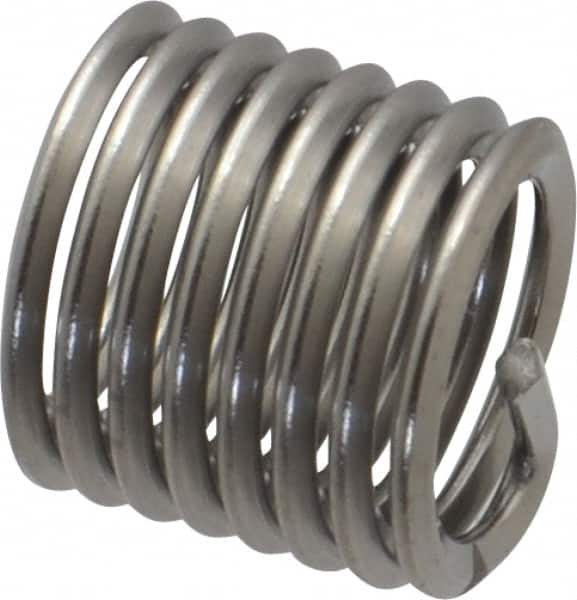Heli-Coil - M10x1.50 Metric Coarse, 15mm OAL, Free Running Helical Insert - 8 Free Coils, Tanged, Stainless Steel, Bright Finish, 1-1/2D Insert Length - Exact Tooling