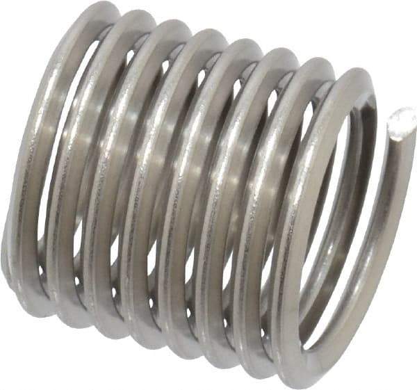 Heli-Coil - M12x1.75 Metric Coarse, 18mm OAL, Free Running Helical Insert - 8-1/4 Free Coils, Tanged, Stainless Steel, Bright Finish, 1-1/2D Insert Length - Exact Tooling