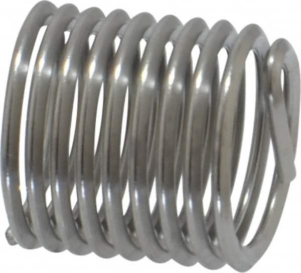 Heli-Coil - M8x1.00 Metric Fine, 12mm OAL, Free Running Helical Insert - 9-3/8 Free Coils, Tanged, Stainless Steel, Bright Finish, 1-1/2D Insert Length - Exact Tooling