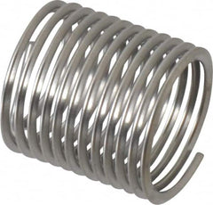 Heli-Coil - M10x1.00 Metric Fine, 15mm OAL, Free Running Helical Insert - 12 Free Coils, Tanged, Stainless Steel, Bright Finish, 1-1/2D Insert Length - Exact Tooling